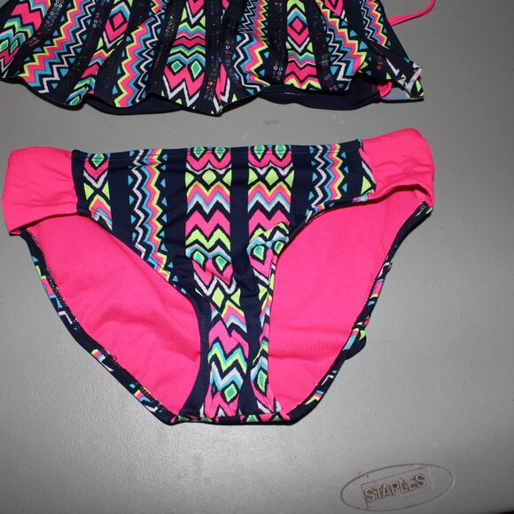 Multi Color 2 Pcs Justice Bikini Swimsuit Size 14 - Picture 3 of 11